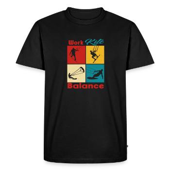 Équilibre du cerf-volant de travail. Style de vie Vintage Design, Travail - T-shirt Premium bio Homme - noir - Devant - Nico (187cm)