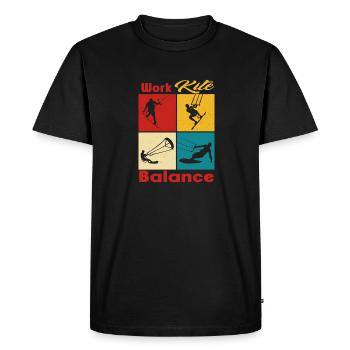 Équilibre du cerf-volant de travail. Style de vie Vintage Design, Travail - T-shirt Premium bio Homme - noir - Devant - Nico (187cm)