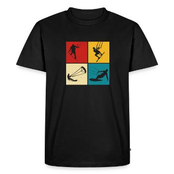 Kite Surf, Kite Board, Lifestyle Vintage Design - T-shirt Premium bio Homme - noir - Devant - Nico (187cm)