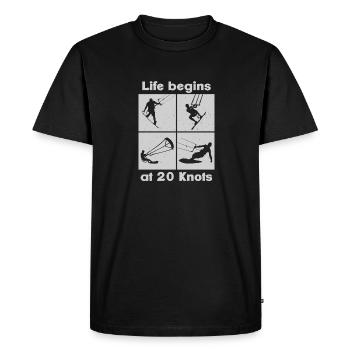 La vie commence à 20 nœuds, Lifestyle Vintage Design - T-shirt Premium bio Homme - noir - Devant - Nico (187cm)