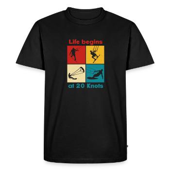 La vie commence à 20 nœuds, Lifestyle Vintage Design - T-shirt Premium bio Homme - noir - Devant - Nico (187cm)