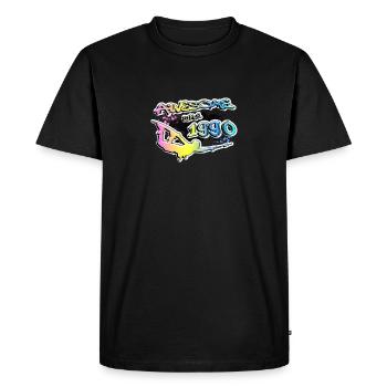Génial depuis 1990. Style de vie de wakeboard - T-shirt Premium bio Homme - noir - Devant - Nico (187cm)