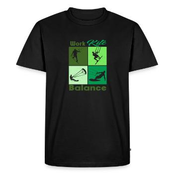 Work Kite Balance. Lifestyle Vintage Design, Work - Men's Premium Organic T-Shirt - black - Front - Nico (187cm)