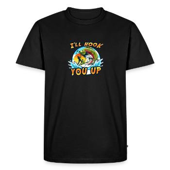 Je vais vous brancher. Pêche, Pêche - T-shirt Premium bio Homme - noir - Devant - Nico (187cm)