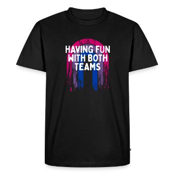 S’amuser avec les deux équipes Bisexuel LGBTQ Bi - T-shirt Premium bio Homme - noir - Devant - Nico (187cm)