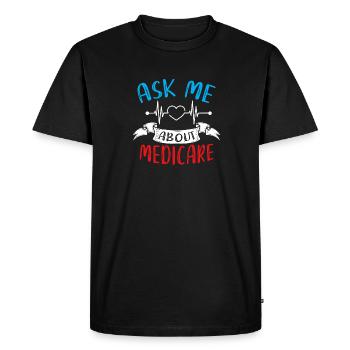 Posez-moi des questions sur Medicare Insurance Professional - T-shirt Premium bio Homme - noir - Devant - Nico (187cm)