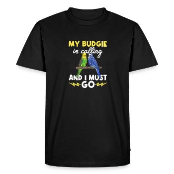 Budgerigar Perruche Oiseau Cadeau pour animaux de compagnie - T-shirt Premium bio Homme - noir - Devant - Nico (187cm)