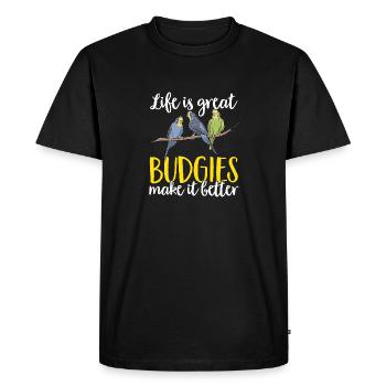 Budgerigar Perruche Oiseau Cadeau pour animaux de compagnie - T-shirt Premium bio Homme - noir - Devant - Nico (187cm)