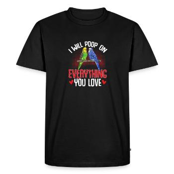 Budgerigar Perruche Oiseau Cadeau pour animaux de compagnie - T-shirt Premium bio Homme - noir - Devant - Nico (187cm)