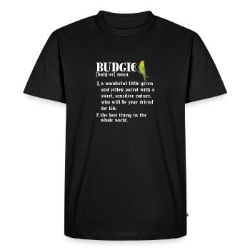Budgerigar Perruche Oiseau Cadeau pour animaux de compagnie - T-shirt Premium bio Homme - noir - Devant - Nico (187cm)