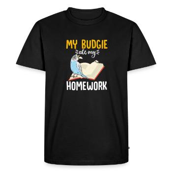 Budgerigar Perruche Oiseau Cadeau pour animaux de compagnie - T-shirt Premium bio Homme - noir - Devant - Nico (187cm)