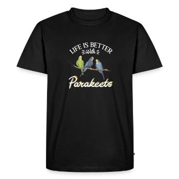 Budgerigar Perruche Oiseau Cadeau pour animaux de compagnie - T-shirt Premium bio Homme - noir - Devant - Nico (187cm)