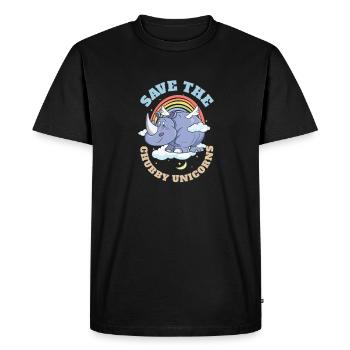 Sauvez les licornes potelées Mignons rhinocéros - T-shirt Premium bio Homme - noir - Devant - Nico (187cm)
