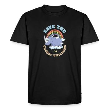 Sauvez les licornes potelées Mignons rhinocéros - T-shirt Premium bio Homme - noir - Devant - Nico (187cm)