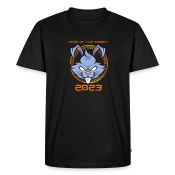 Joyeux Nouvel An chinois 2023 I Année du Lapin - T-shirt Premium bio Homme - noir - Devant - Nico (187cm)
