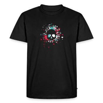 Éclaboussure de couleur de crâne d'Halloween - T-shirt Premium bio Homme - noir - Devant - Nico (187cm)