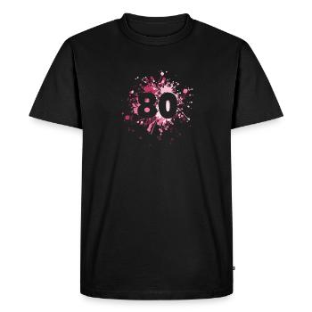 Nombre 80e éclaboussure de couleur - T-shirt Premium bio Homme - noir - Devant - Nico (187cm)