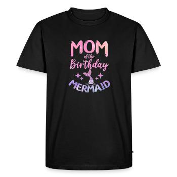 Mom Of The Birthday Mermaid Mythical Creature Fin - Men's Premium Organic T-Shirt - black - Front - Nico (187cm)