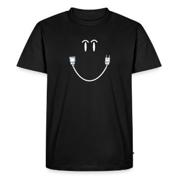 Laughing Face Plug Power Electrician smile - Men's Premium Organic T-Shirt - black - Front - Nico (187cm)