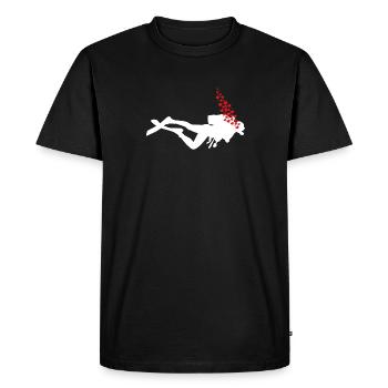 Plongeurs sous-marins avec des bulles d’air et des cœurs - T-shirt Premium bio Homme - noir - Devant - Nico (187cm)