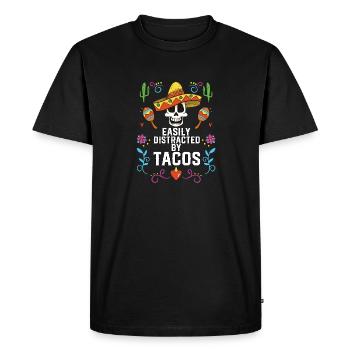 Easily Distracted By Tacos Taco Eater Mexican - Men's Premium Organic T-Shirt - black - Front - Nico (187cm)