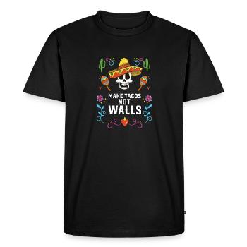 Faire des tacos pas des murs Mangeur de tacos Nourriture mexicaine - T-shirt Premium bio Homme - noir - Devant - Nico (187cm)