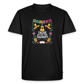Tacos Mieux que la thérapie Taco Eater Nourriture mexicaine - T-shirt Premium bio Homme - noir - Devant - Nico (187cm)