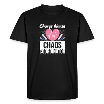 Charge Nurse Heartbeat Stethoscope Nursing - Men's Premium Organic T-Shirt - black - Front - Nico (187cm)