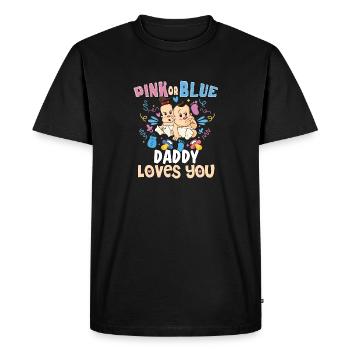 Papa rose ou bleu t’aime le meilleur papa de tous les temps - T-shirt Premium bio Homme - noir - Devant - Nico (187cm)