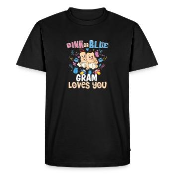 Gramme rose ou bleu t’aime le meilleur grand-mère de tous les temps - T-shirt Premium bio Homme - noir - Devant - Nico (187cm)