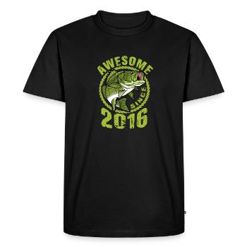 Génial depuis 2016. Angel, l’anniversaire du pêcheur - T-shirt Premium bio Homme - noir - Devant - Nico (187cm)