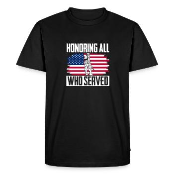 En l’honneur de tous ceux qui ont servi la controverse sur les anciens combattants - T-shirt Premium bio Homme - noir - Devant - Nico (187cm)