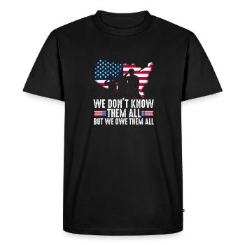We don't know them all, but we owe them - Men's Premium Organic T-Shirt - black - Front - Nico (187cm)