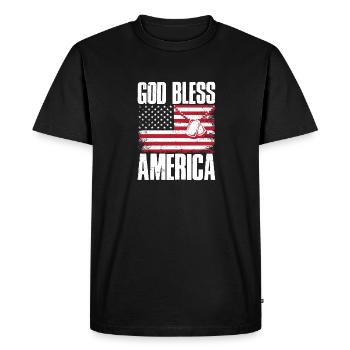 God Bless America American Flag Memorial Day - Men's Premium Organic T-Shirt - black - Front - Nico (187cm)