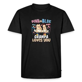 Grampa rose ou bleu t’aime le meilleur grand-père de tous les temps - T-shirt Premium bio Homme - noir - Devant - Nico (187cm)