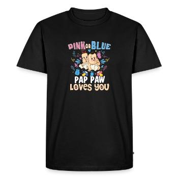 La patte de Pap rose ou bleue t’aime le meilleur grand-père de tous les temps - T-shirt Premium bio Homme - noir - Devant - Nico (187cm)