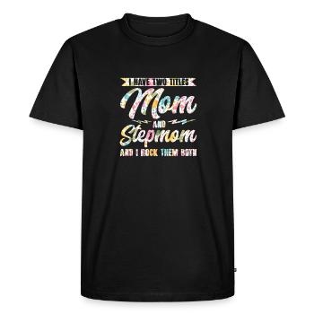 Belle-mère Fête des mères J’ai deux titres Maman et - T-shirt Premium bio Homme - noir - Devant - Nico (187cm)
