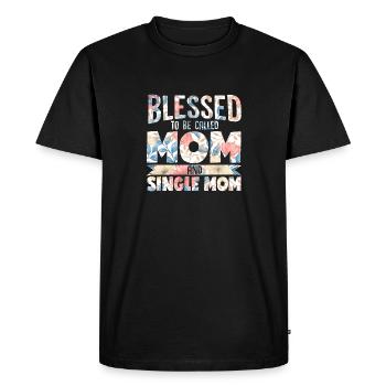 Mère célibataire Fête des mères - T-shirt Premium bio Homme - noir - Devant - Nico (187cm)