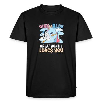 Rose ou bleu Grande tante t’aime meilleure tante - T-shirt Premium bio Homme - noir - Devant - Nico (187cm)