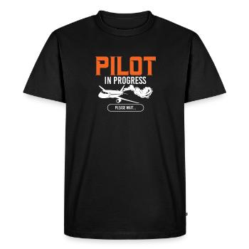 Pilot In Progress Please Wait Loading Plane - Men's Premium Organic T-Shirt - black - Front - Nico (187cm)