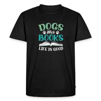 Chiens et livres La vie est bonne patte de propriétaire de chien - T-shirt Premium bio Homme - noir - Devant - Nico (187cm)