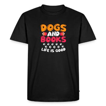 Chiens et livres La vie est bonne patte de propriétaire de chien - T-shirt Premium bio Homme - noir - Devant - Nico (187cm)