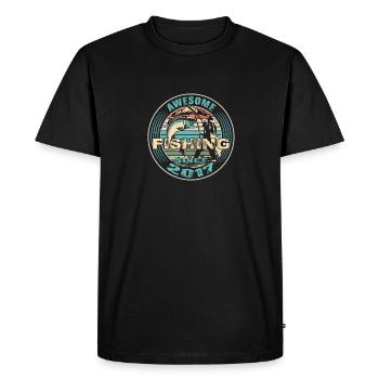 Génial depuis 2017. Angel, l’anniversaire du pêcheur - T-shirt Premium bio Homme - noir - Devant - Nico (187cm)