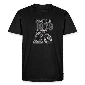 Je ne suis pas vieux, je suis classique. Anniversaire Motard 1979 - T-shirt Premium bio Homme - noir - Devant - Nico (187cm)