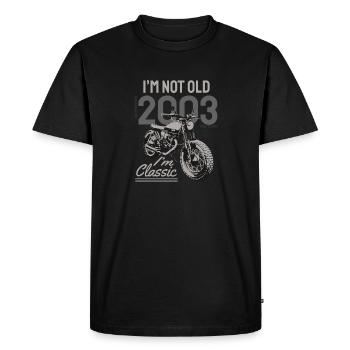Je ne suis pas vieux, je suis classique. Anniversaire de motard 2003 - T-shirt Premium bio Homme - noir - Devant - Nico (187cm)