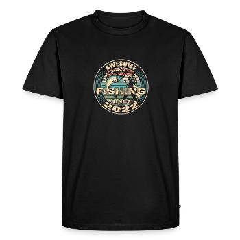 Awesome since 2022. Angel, Angler's Birthday - Men's Premium Organic T-Shirt - black - Front - Nico (187cm)