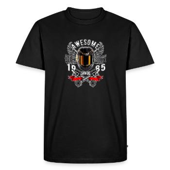 Génial depuis 1985, anniversaire du motard - T-shirt Premium bio Homme - noir - Devant - Nico (187cm)