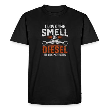 J’adore l’odeur du diesel dans le mécanicien du matin - T-shirt Premium bio Homme - noir - Devant - Nico (187cm)