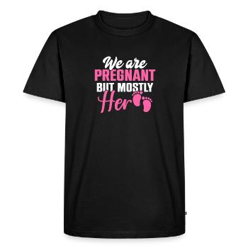 Nous sommes enceintes mais surtout son look de partenaire de naissance - T-shirt Premium bio Homme - noir - Devant - Nico (187cm)