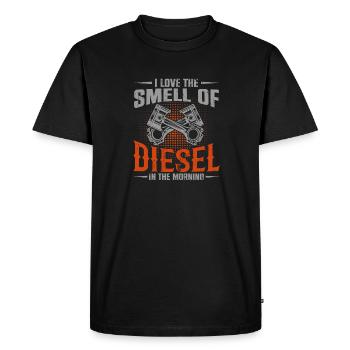 J’adore l’odeur du diesel dans le mécanicien du matin - T-shirt Premium bio Homme - noir - Devant - Nico (187cm)